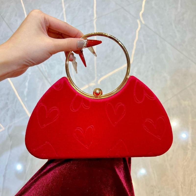Fashion Chain Bag, Crossbody Bag, Heart-shaped High-end Handbag, Round Ring Handbag