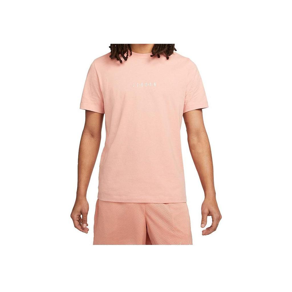 Jordan Solid Color Letter Print Crew Neck Short Sleeve T-Shirt Men Tops Pink DM3182-824