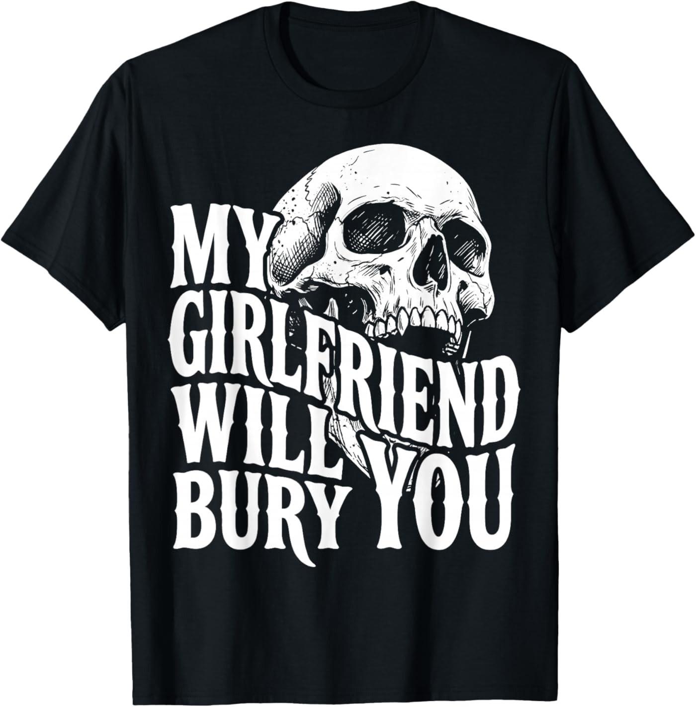 Badass Partner My Girlfriend Will Bury You Skull Graphic T-Shirt S разноцветный