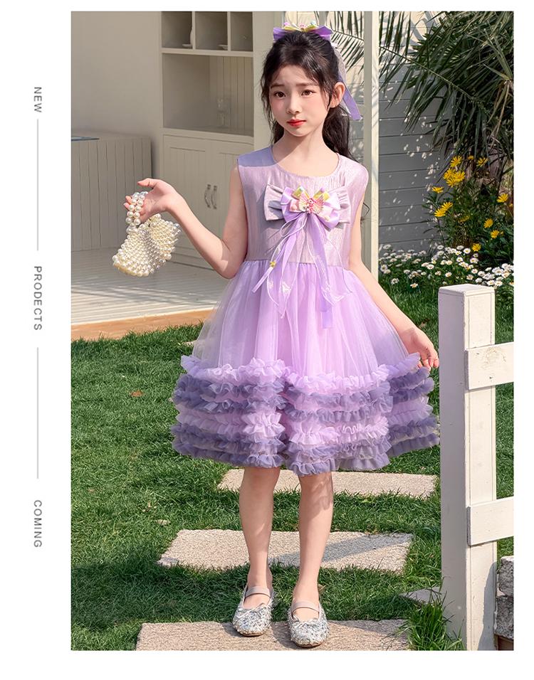 Sweet mesh dress for girls summer dress 2026 new style children's western-style princess dress little girl fluffy dress