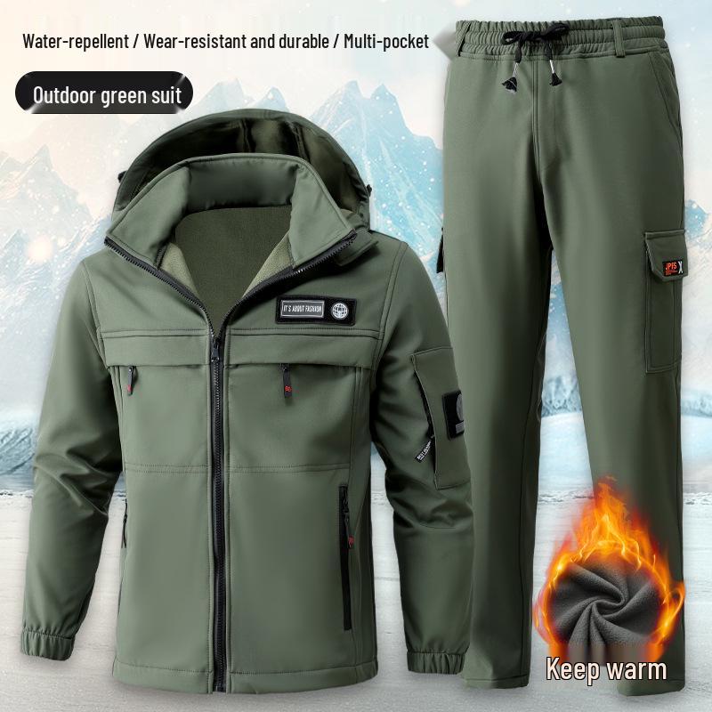 Winter Velvet Ski Suit: Water-Repellent, Windproof, Warm Workwear for Outdoor Cold Protection
