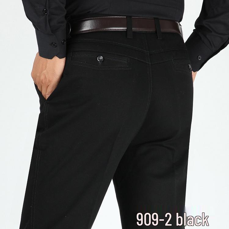 Men's Thick Cotton Casual High-Waisted Straight-Leg Pants for Autumn and Winter