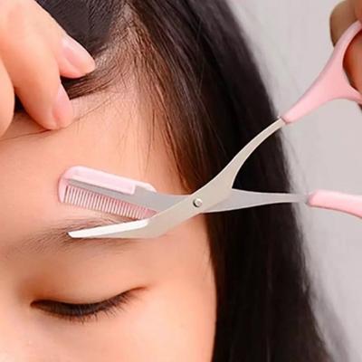 1Pcs Eyebrow Trimming Scissors Stainless Steel Eyebrow Scissors with Comb Facial Hair Removal Shaving Tool Face Makeup Tools