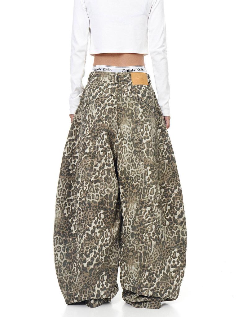 Women's Leopard Print Retro Wide-Leg Jeans 2025