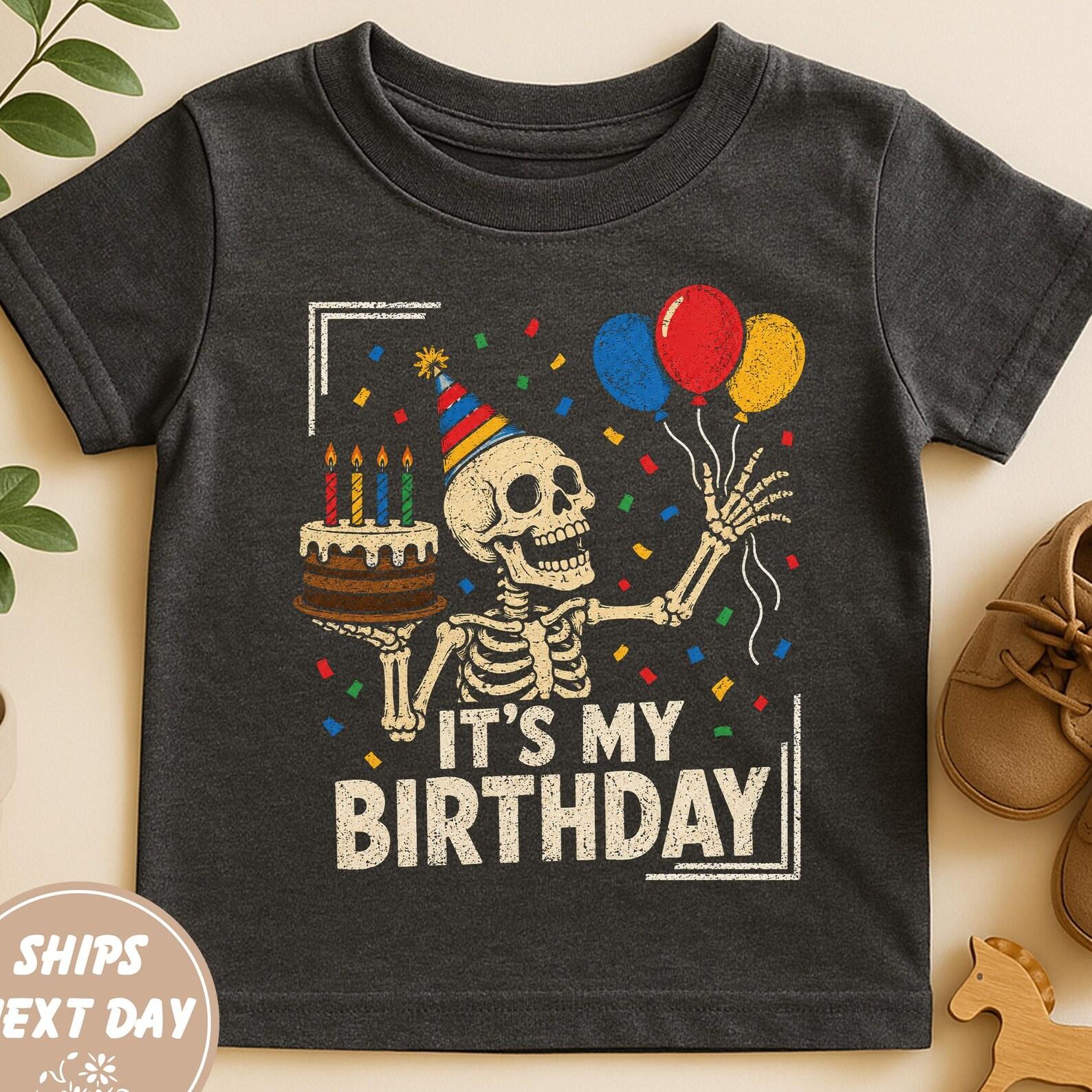It s My Birthday Skeleton Shirt, Funny Halloween Birthday Tee, Vintage Skull Birthday Shirt, Spooky Birthday Party Outfit 150