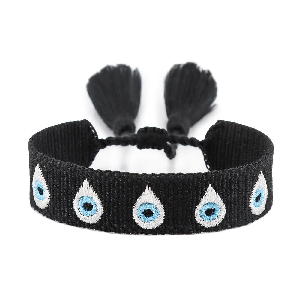 Embroidered Woven Charm Bracelets Adjustable Rope Blue Eyes Bracelet  Fabric Bracelets