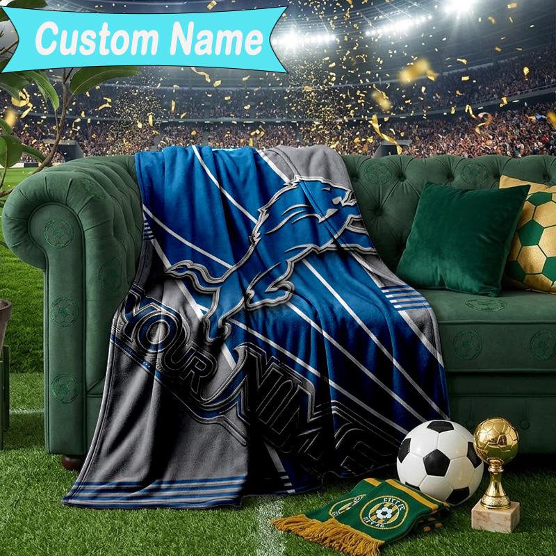 Custom Name Blanket Lions Team Blanket Bedding Blanket for Travel, Camping, Living Rooms, Offices, Sofas, Fan Christmas gift