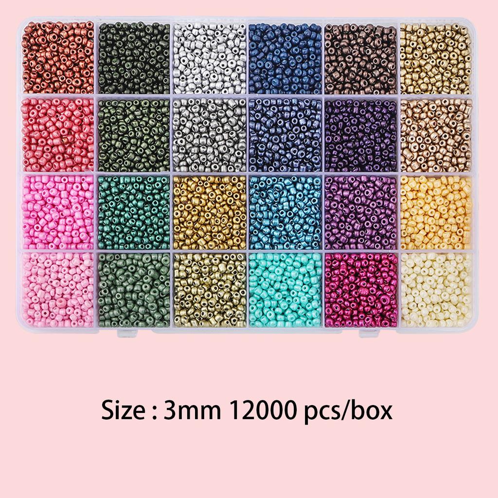 Yiwu 24 Farben 3mm Mix Saatperlen Set 12000 Stück pro Box für DIY Schmuck Perlen Halskette Armband Ohrring Herstellung Set
