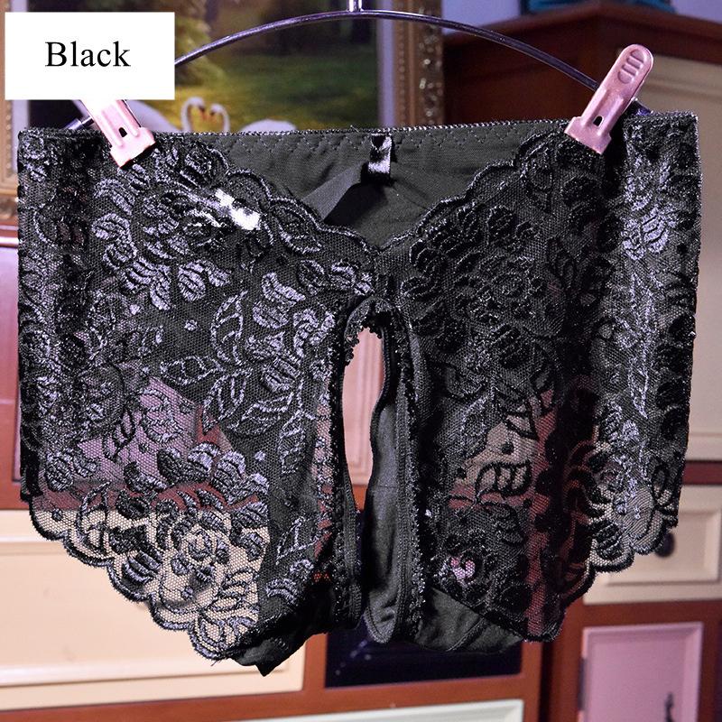 M - XXXL Plus Size Underwear Women Sexy Lace Transparent Panties With Holes For Sex Products Temptation Open Crotch Nightwear