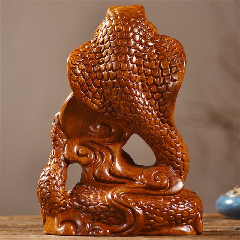 Wooden Zodiacs Snake Figurines with Bobbing Ornament Wealth Attraction 2025 Chinese Snake New Years Decoration