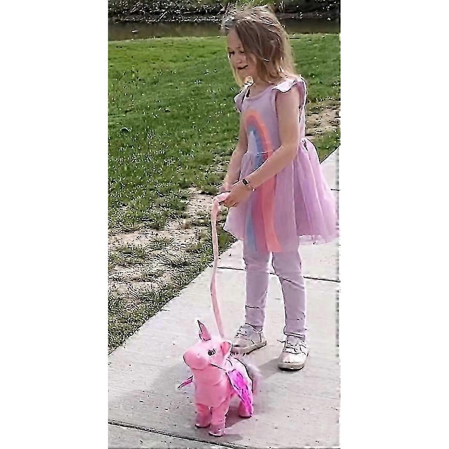 Unicorn Leash Angel Horse Doll Walking And Singing Electric Plush Toy Childrens Gift