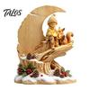 Handcrafted Wooden Statues Fairy Tale Little Boy and Fox Figurine, Rustic Desktop Statue, Artistic Carved Christmas Gift Ideas Sculpture Ornament for