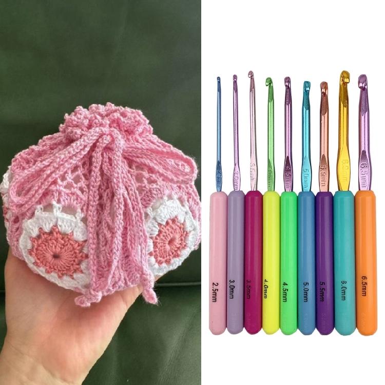 9Pcs Ergonomic Crochet Hook for Beginner Adult Crochet Weaving Crocheting ABS Handle Crochet Hook Needle 2.5mm-6.5mm