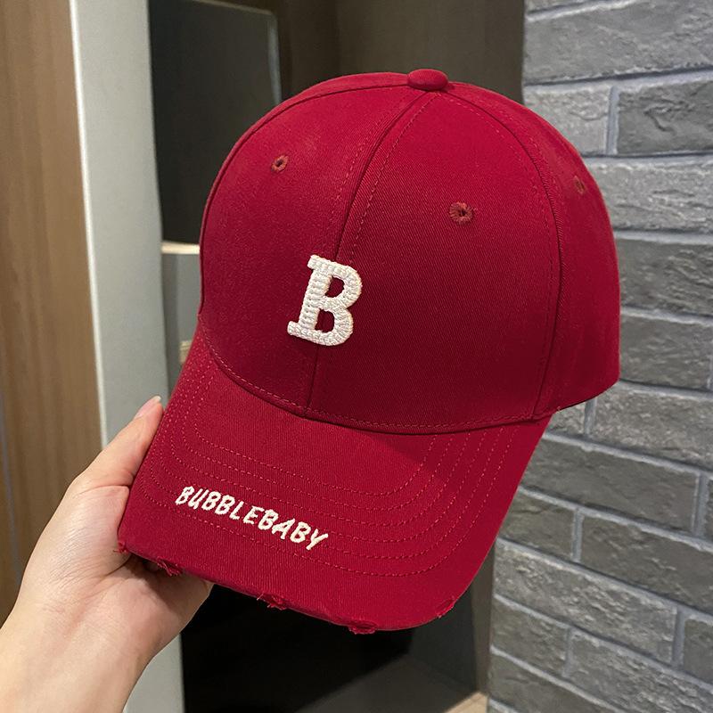 Alphabet Baseball Cap Women'S Hat Hard Top Wide Brim Big Head Circumference Cap Men'S Sun Protection Visor Thin