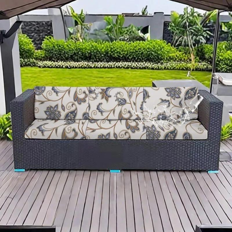 Rutschfeste Outdoor-Sofa-Kissenbezüge mit tropischem Druck, Möbelschutz, Ersatz für einzelne Sitzkissen