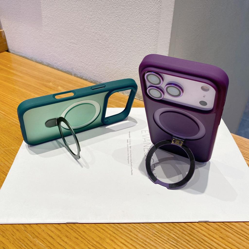 Suitable for IPhone17ProMax Color Phone Case Magnetic Stand, Apple 16 Skin Sensing Lens Film PC Protective Case
