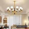 Mid-Century American-Style Chandelier: Solid Wood & Walnut Glass for Living/Dining Room