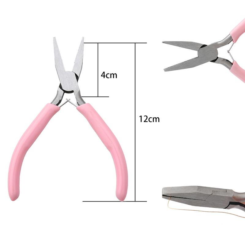 Cute Pink Color Handle Anti-slip Splicing and Fixing Jewelry Pliers Tools & Equipment Kit for DIY Jewelery Making Needlework