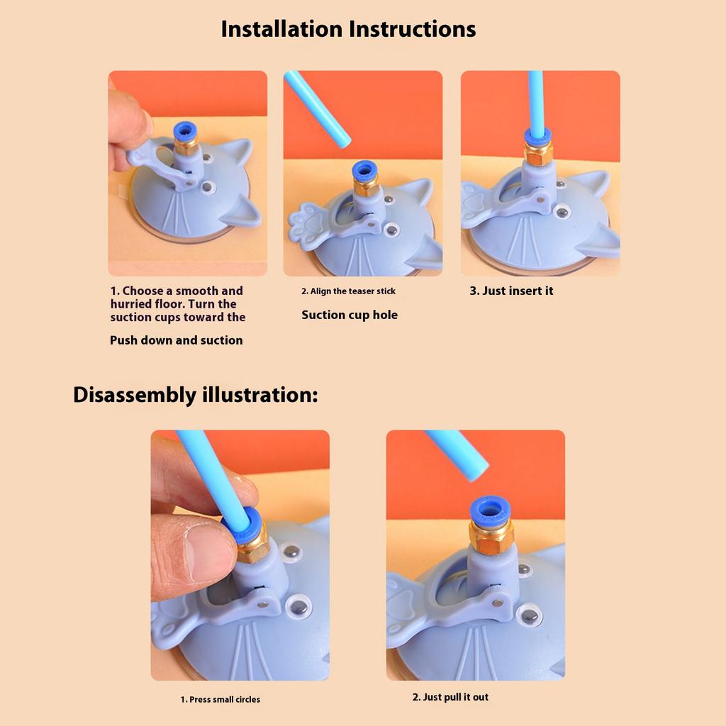 Pet Toy Cat Teaser Wand Suction Cup Base Interactive Cat Teaser Exercise and Entertainment for Active Felines Cat Toy