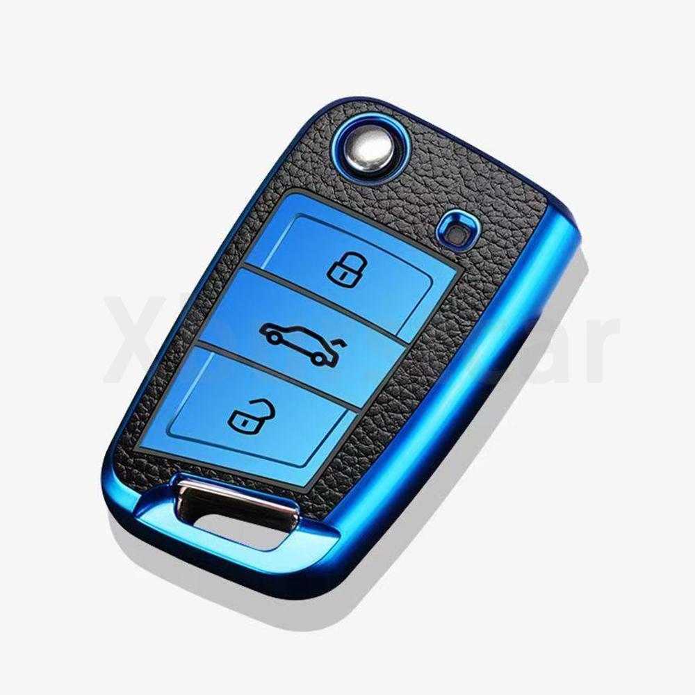 Key Case Cover For Vw Touran Tiguan Golf 7 Gti Polo T-Cross T-Roc Skoda Rapid Kodiaq Octavia Fabia Seat Ibiza Leon Ateca Arona