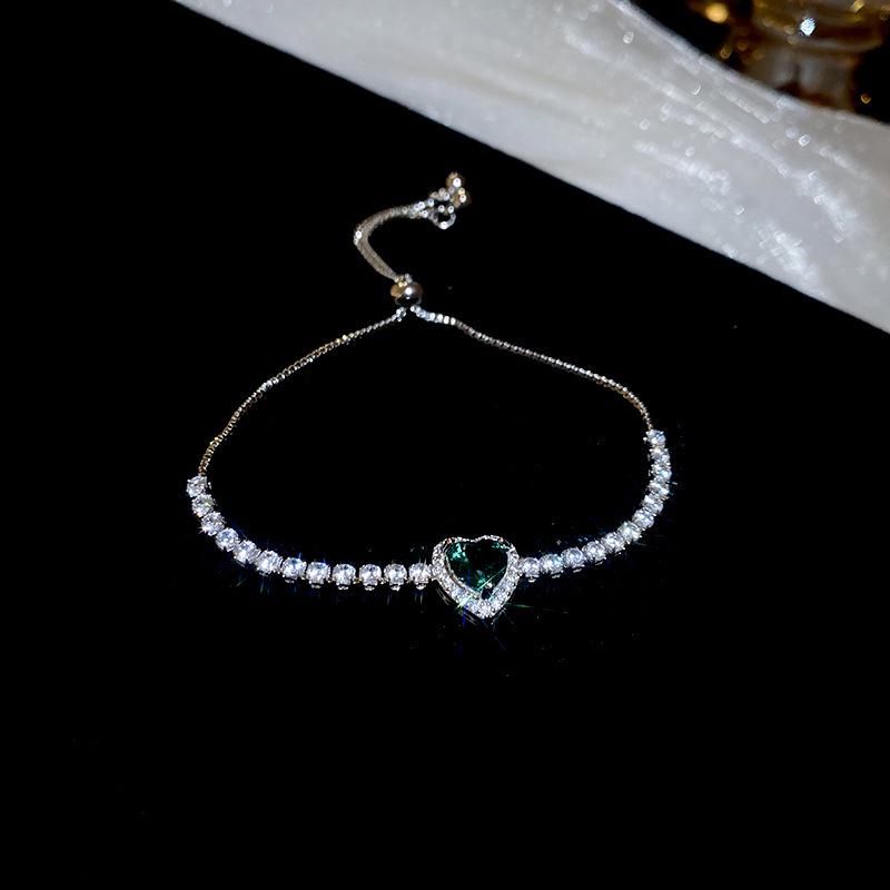 High-End Zircon Floral Heart Bracelet - Luxurious Sparkle for Women