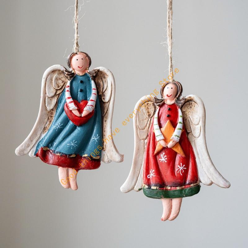 Christmas Tree Ornament Resin Angel Sculptures Christmas Tree Hanging Decorations for Mantels Holiday Decorations