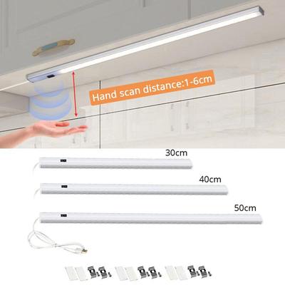 Lampada da tavolo rigida a LED USB 5V Lampada da tavolo con sensore di movimento a scansione manuale Luce a LED 30/40/50 cm Alta luminosità Armadio per armadio per camera da letto Luce da cucina