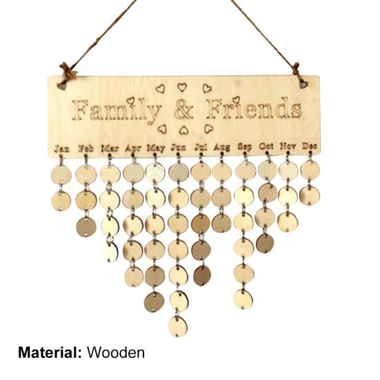 Závěsný kalendář Family&Friends Dřevěná deska Narozeninová plaketa Home Decor