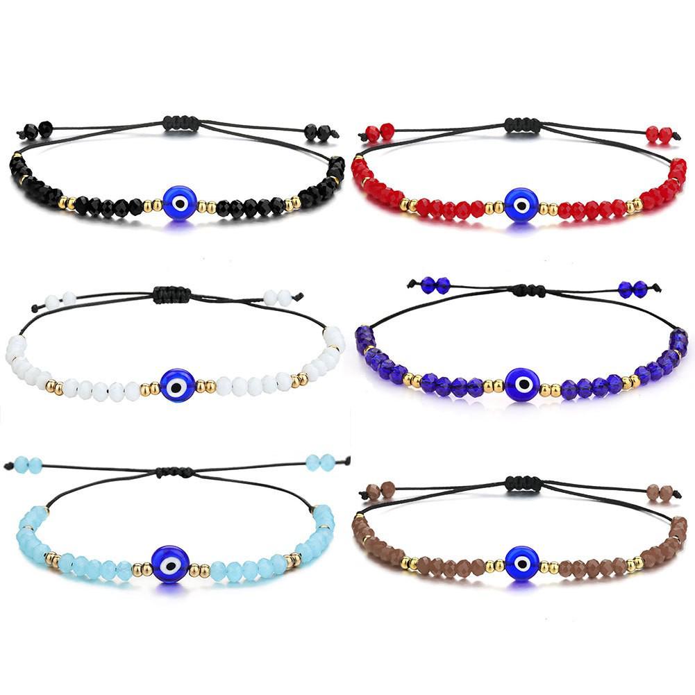 European and American Beaded Crystal Evil Eye Couple Bracelets
