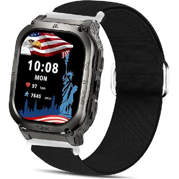 Compatible for AMAZTIM Smart Watch Bands, Lamshaw Stretch Elastics Nylon Adjustable Replacement Strap Accessories for Men & Women Compatible for