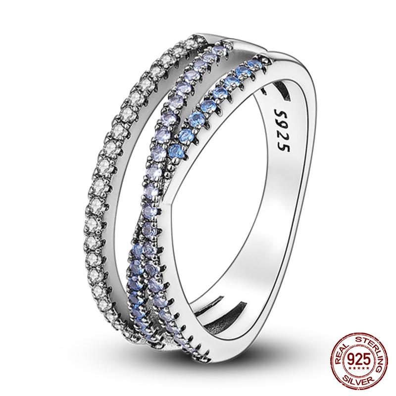 New Rings For Women 100% 925 Silver Star Moon Colorful Zircon Rings Fine Wedding Engagement Birthday Jewelry Gifts
