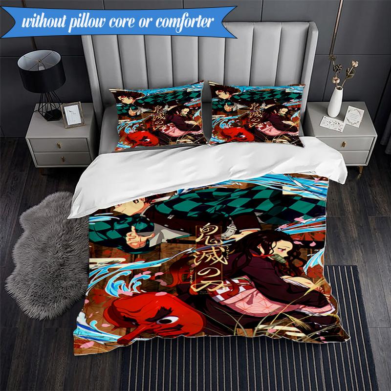 Anime Samurai Warrior's Journey 3pcs K-pop music group Bedding set,Ideal for Bedroom, Dormitory,Including Duvet Cover And 2pcs Pillowcases,Fan gifts