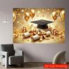 2D Shiny Graduation Backdrop Gold Balloon Star Graduation Photo Booth Background