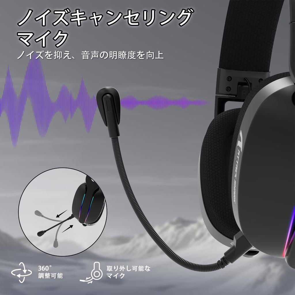 ATTACK SHARK L90 Gaming Headset: Ultra-lightweight 216g, 3 Connection Types (wired 3.5mm/Bluetooth 5.3/2.4GHz Wireless), Ultra-low Latency with Lights