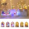Battery Operated Xmas Lantern Christmas Tree In Dome with LED Light, Mini Cedar Light Up Party Decoration Ornament, Powered Decorative Table Lamp for
