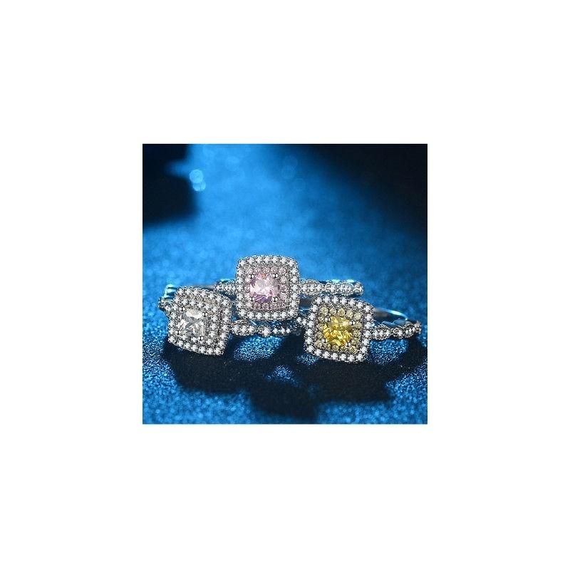 Ring Stone With Pink Zircon Luxury Finger Ring Bride Wedding Couple