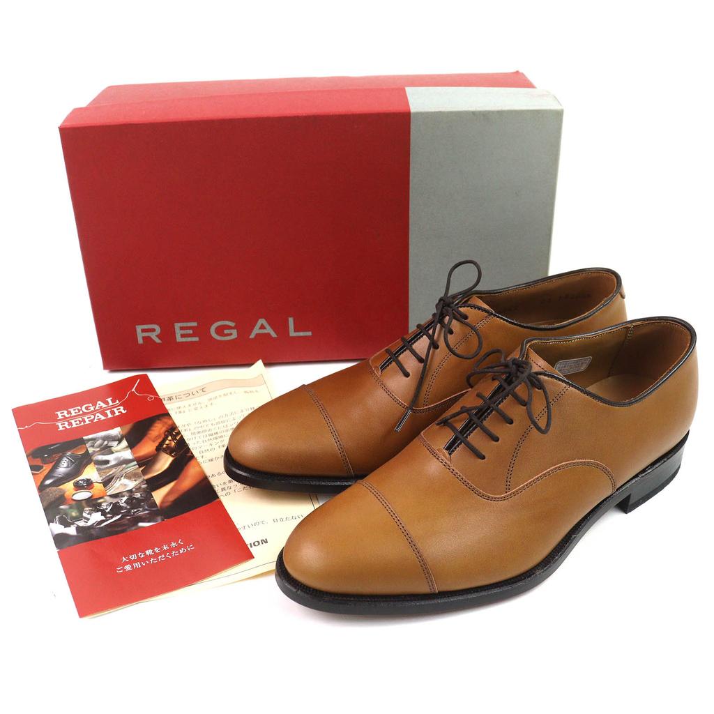 Pristine REGAL Leather shoes Goodyear welt style straight tip Brown mens 24.5 Used