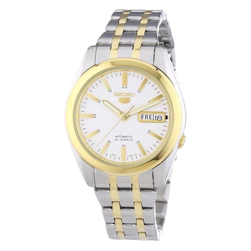 SEIKO seiko5 30 meters waterproof Automatic Steel Strap 38mm men s watch white dial SNKG98 белый