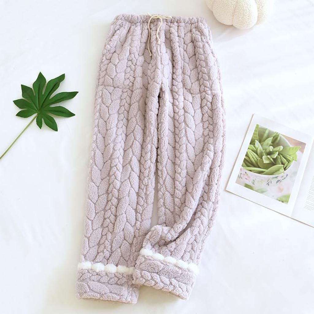 Women's Fleece Wide-leg Pants, High-waisted Drape Glutinous Rice Pants, Casual Straight-leg Thickened Woolen Pants