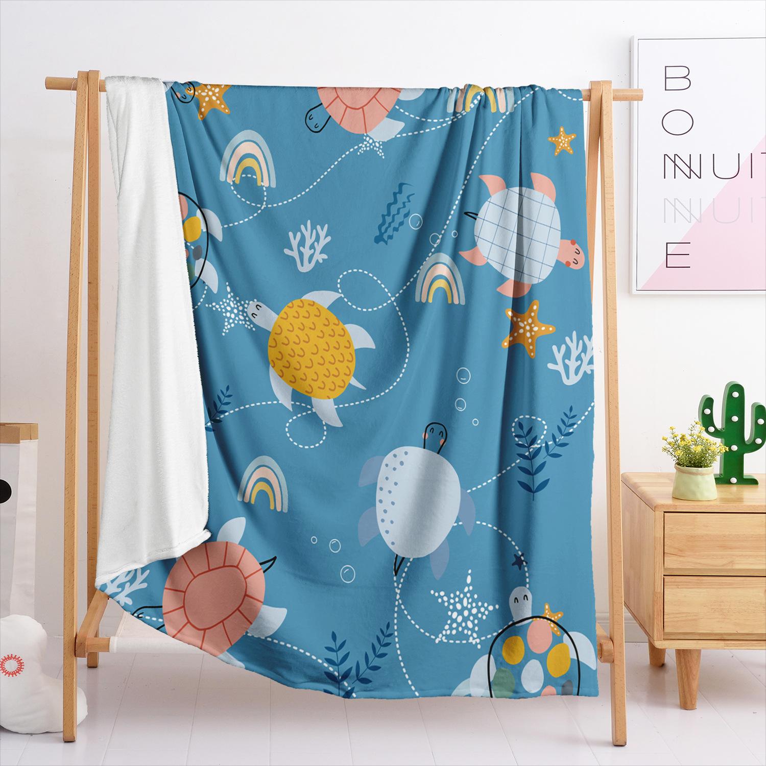 

Blanket Flannel Blanket Marine Aquatic Animals Sea Turtle 3D Digital Printing Blanket Blanket 120X90cm
