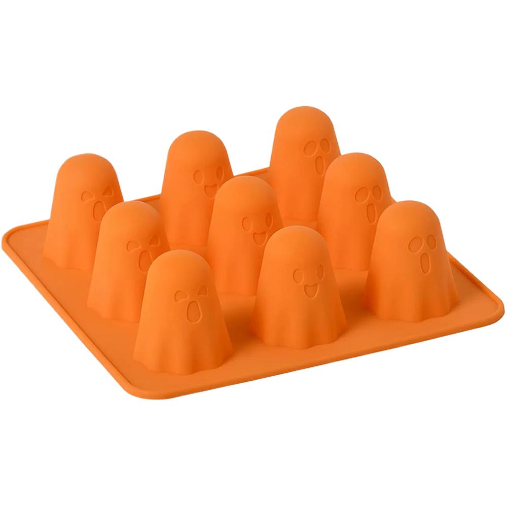 Reusable 3D Halloween Ghost Chocolate Mold Kawaii Ghost Silicone Mold 8/9-Cavity Ice Cube Candy Jelly Mould Cake Tool