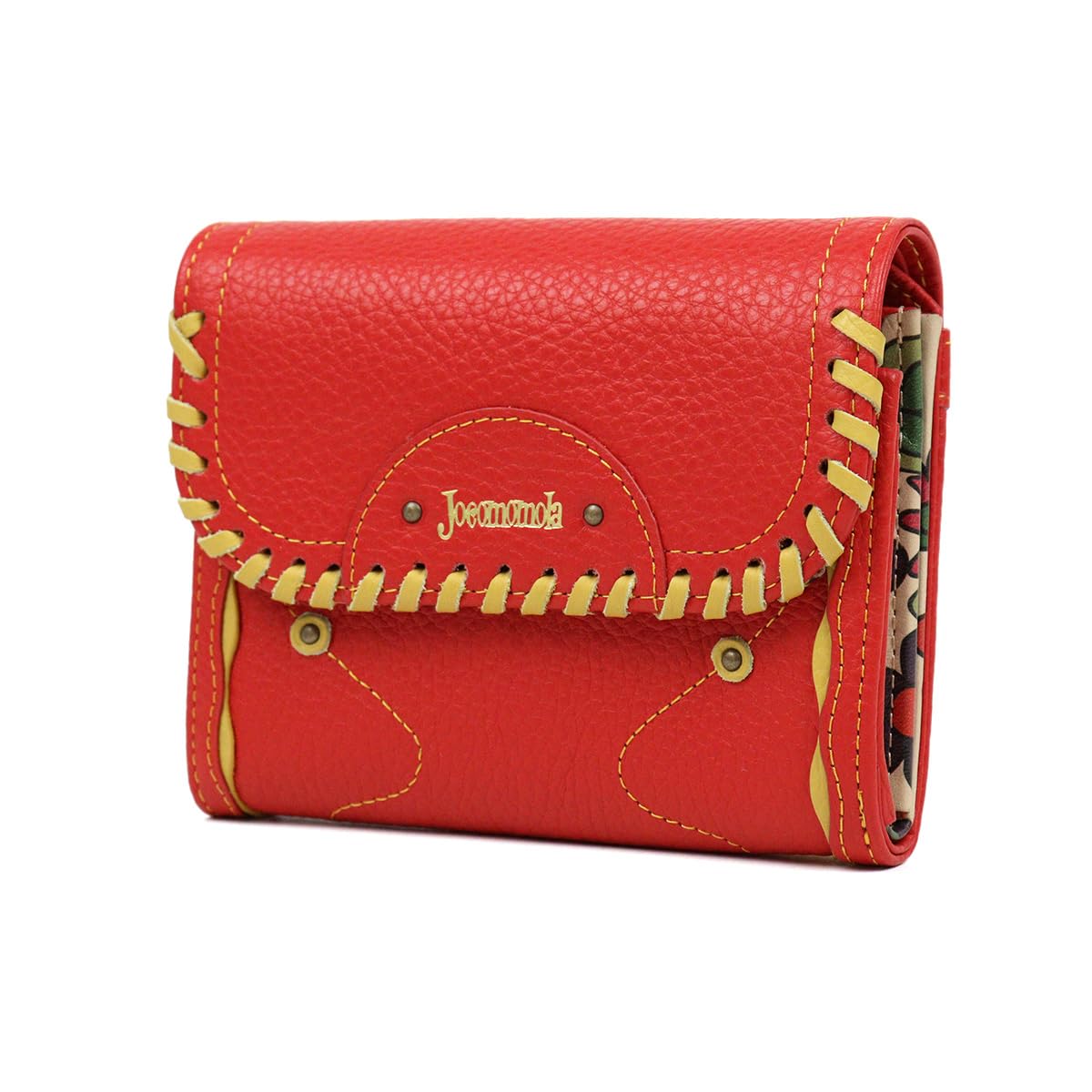 

Hocomomola Bifold Wallet Leather Stitch Flower 5380181 [jocomomola] (Red (30))