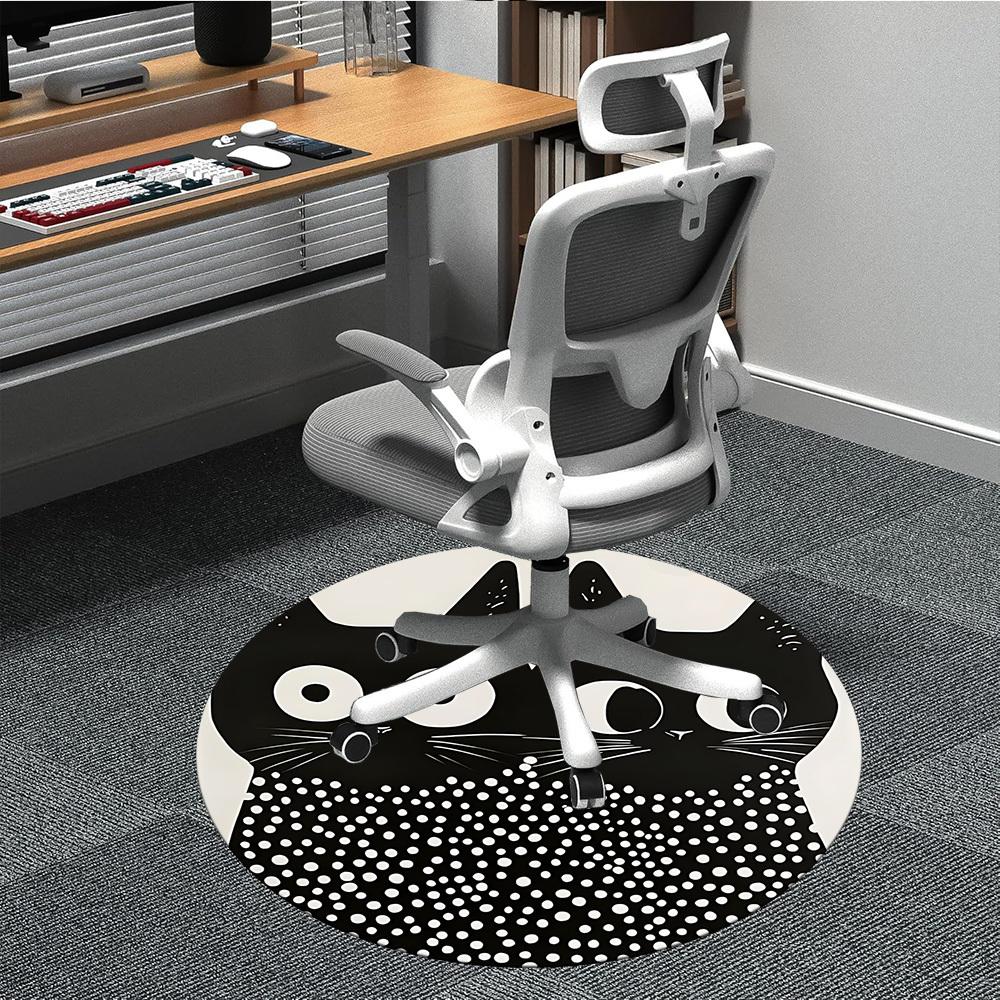 1pc Cat Pattern Office Round Area Rug, Under Office Chairs Bedroom Living Room Home Decor, Room Deco, Available in Various Sizes