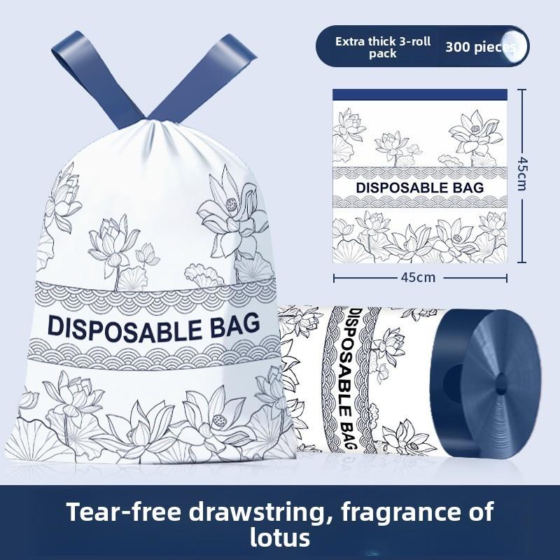 Pe Trash Bag With Drawstring For Home Use Heavy Duty Thick Garbage Sacks For Kitchen And Household