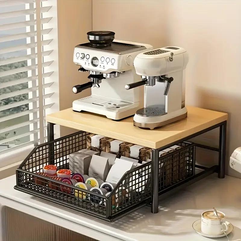 Modern Kitchen Microwave Shelf Organizer- Space-Saving Countertop Storage Rack for Appliances Storage Rack for Stylish Design