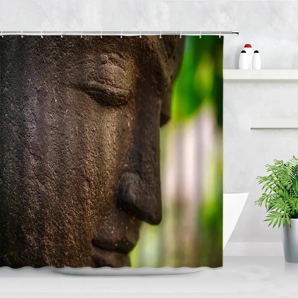 Indian Meditation Buddha Shower Curtains Set 3D Zen Retro Style Modern Home Decor Bathroom Polyester Fabric Bathtub Bath Curtain