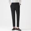 Light luxury winter velvet men's casual trousers thickened warm men's trousers small straight light business men's trousers