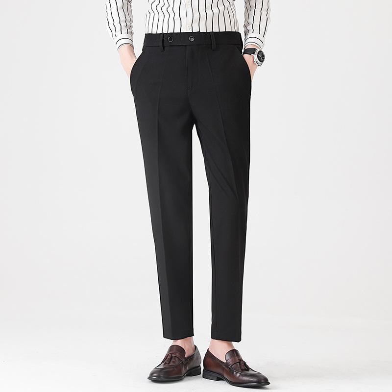 Light luxury winter velvet men's casual trousers thickened warm men's trousers small straight light business men's trousers