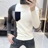 2025 Neue Herbst High-End Herren Sweatshirts Modische Marke Stitching Rundhals Slim Langarm Unterzieh-Tops