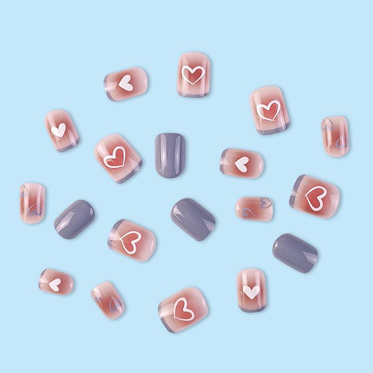 Purple Heart Gradient Marbled Nail Art Stickers - Square Style Wearable Tips
